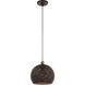 Dublin 1 Light 10 inch Bronze with Antique Brass Accents Pendant Ceiling Light