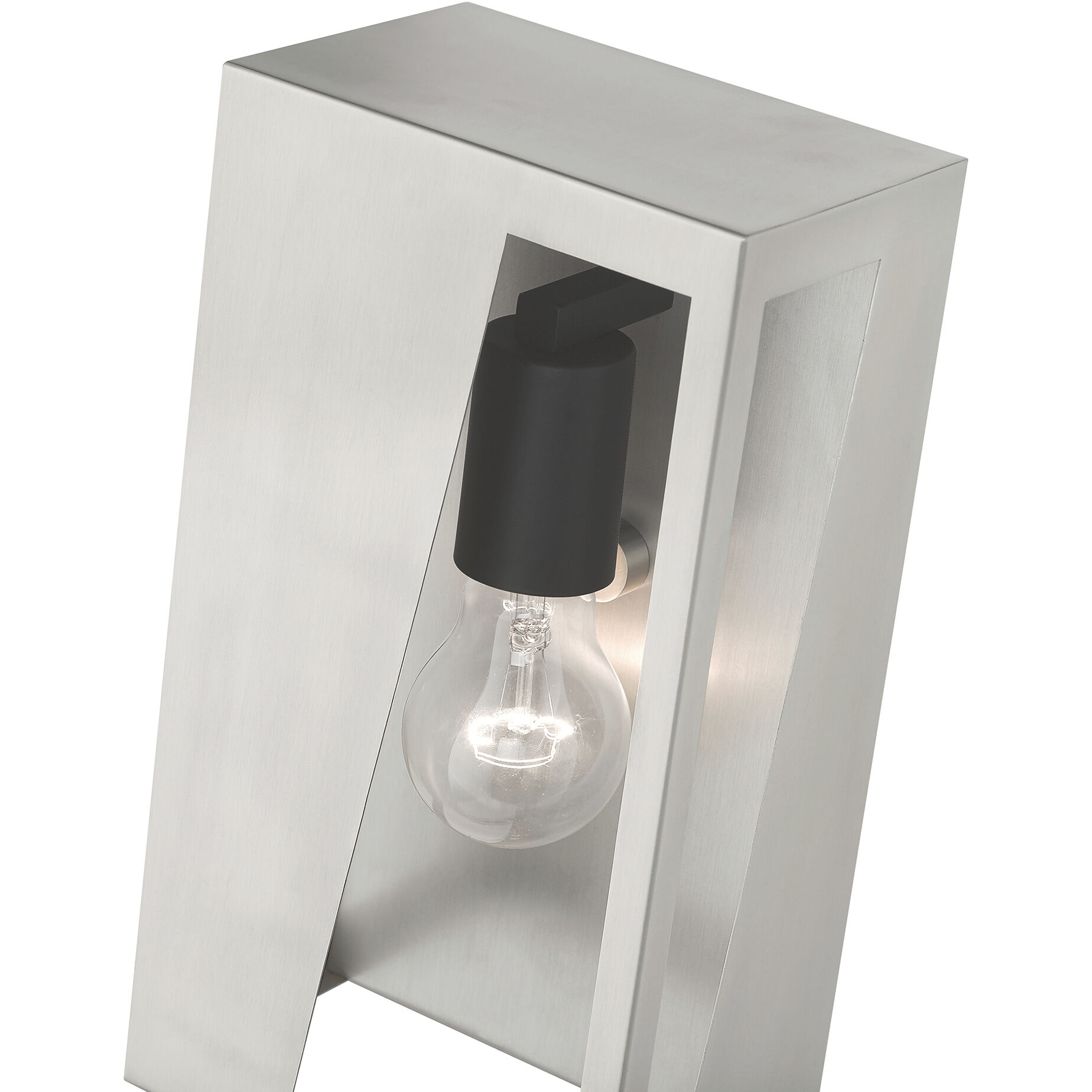 Forsyth 1 Light 11 inch Brushed Nickel with Black Finish Accents Outdoor Wall Lantern in Brushed Nickel & Black, Medium