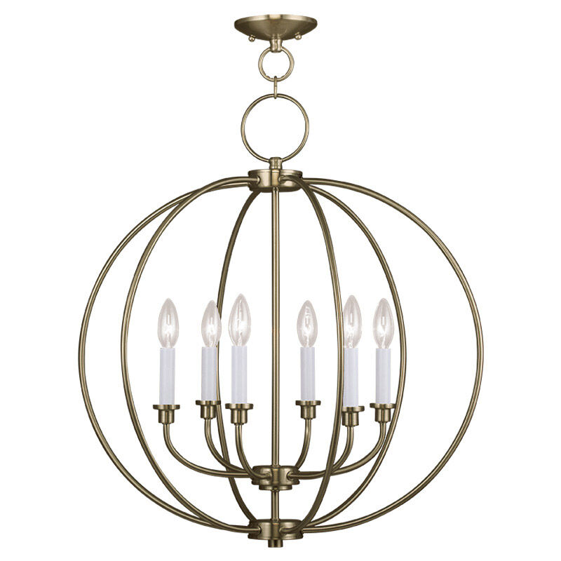 Milania 6 Light 25 inch Antique Brass Chandelier Ceiling Light