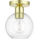 Downtown 1 Light 7 inch Satin Brass Semi-Flush Ceiling Light, Sphere