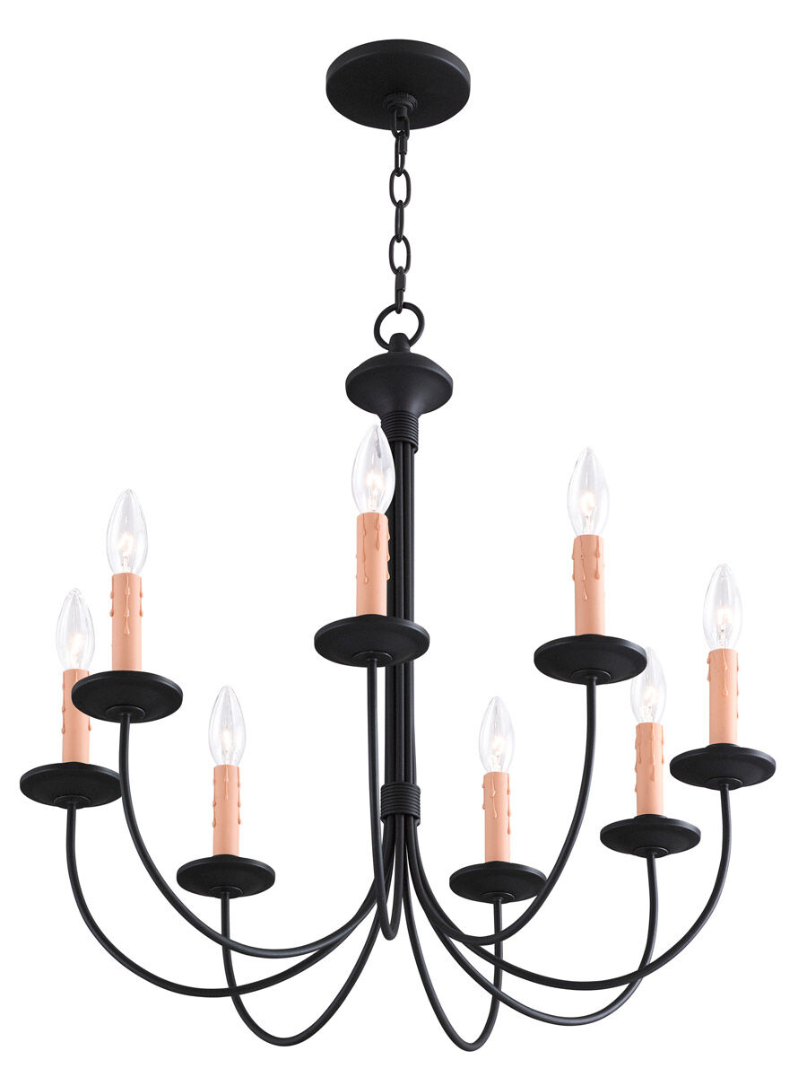 Heritage 8 Light 24 inch Black Chandelier Ceiling Light