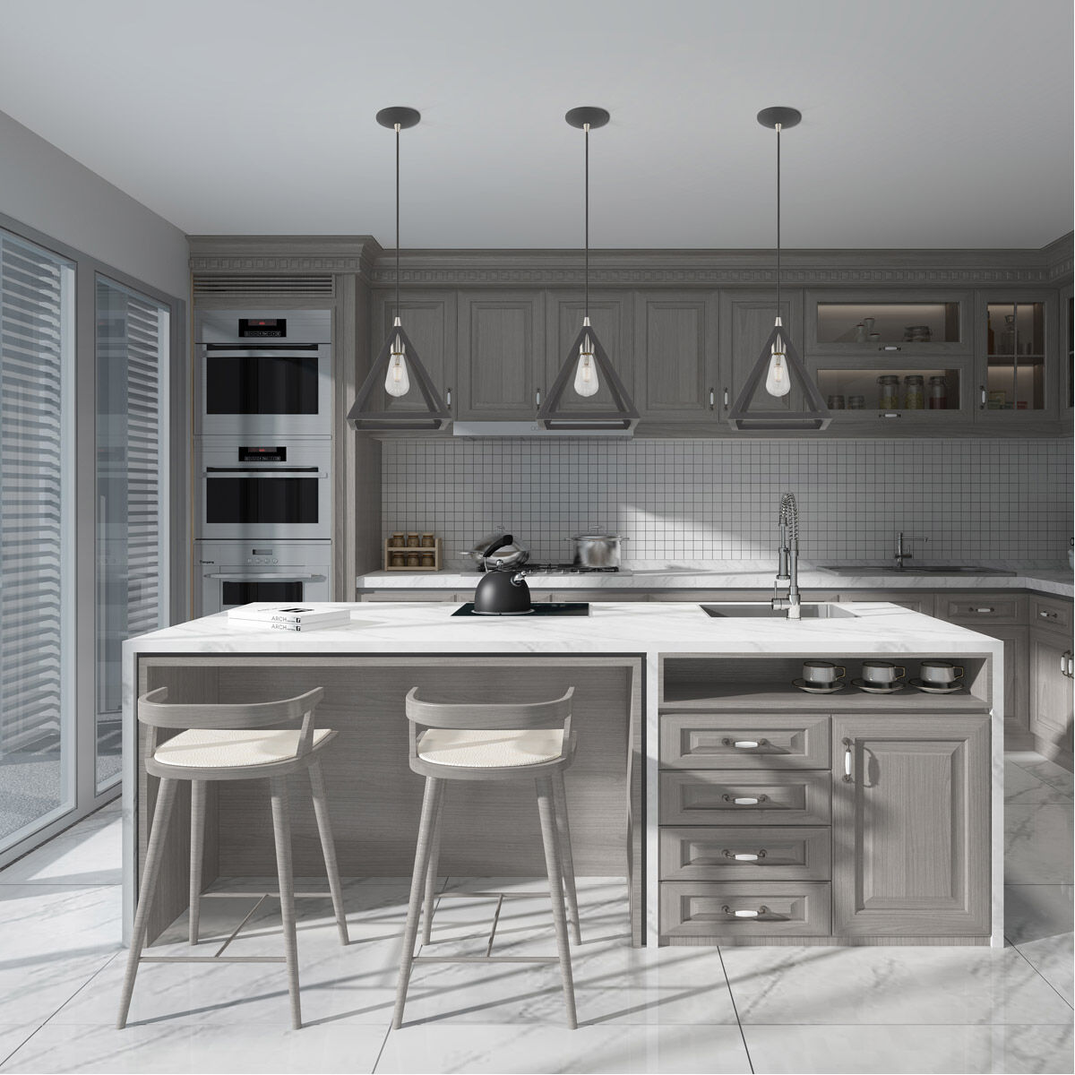 Geometric 1 Light 13.88 inch Scandinavian Gray Mini Pendant Ceiling Light