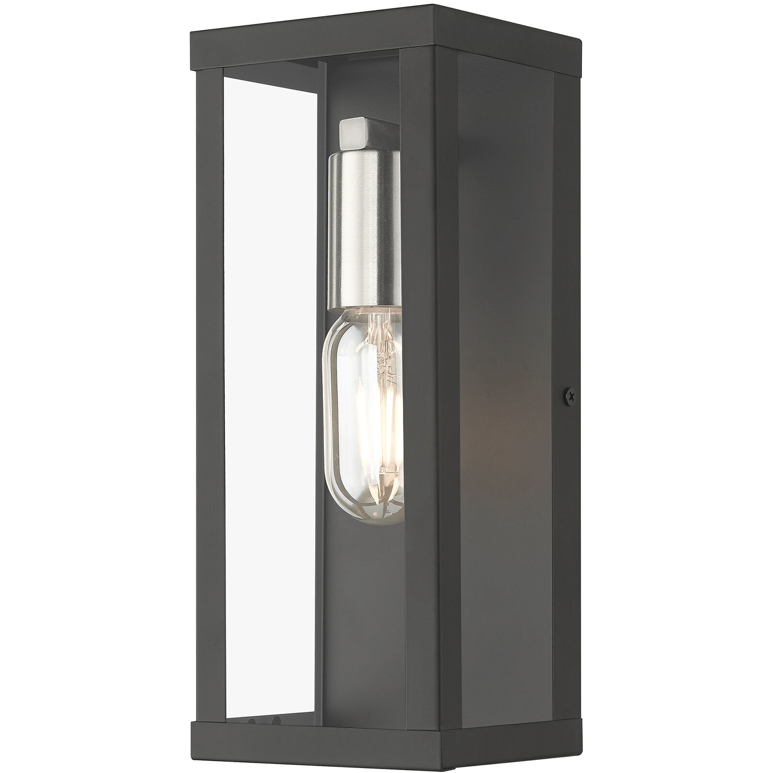 Gaffney 1 Light 11 inch Black with Brushed Nickel Finish Accents Outdoor Wall Lantern in Black with Brushed Nickel Accent, Medium