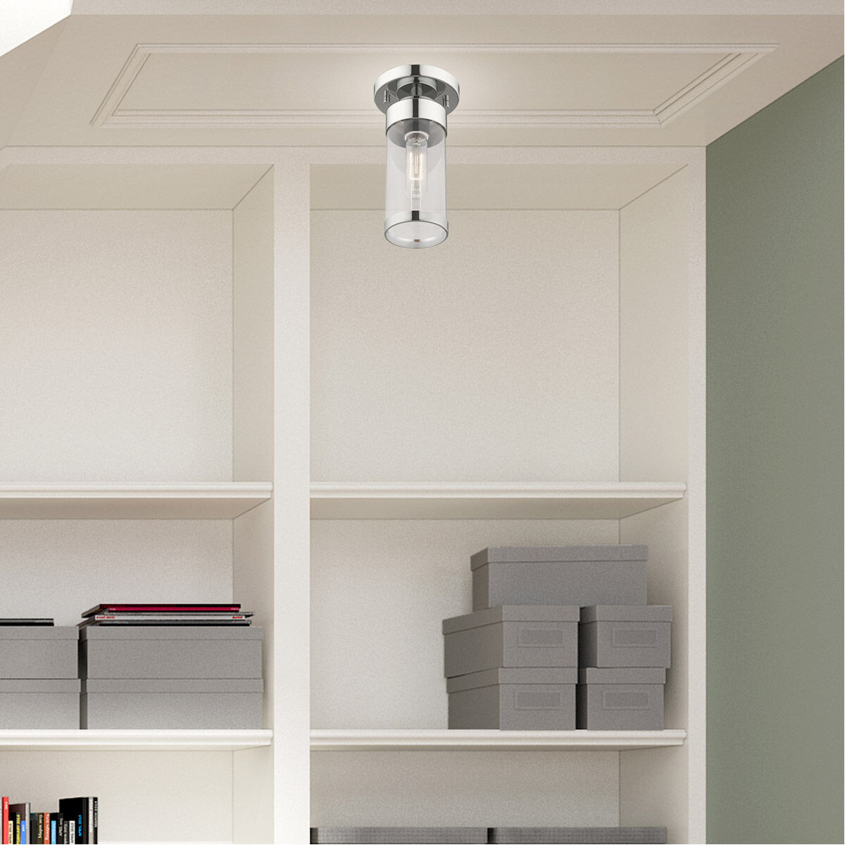 Hillcrest 1 Light 5 inch Polished Chrome Semi-Flush Mount Ceiling Light