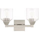 Aragon 2 Light 15 inch Brushed Nickel Bath Vanity Wall Light