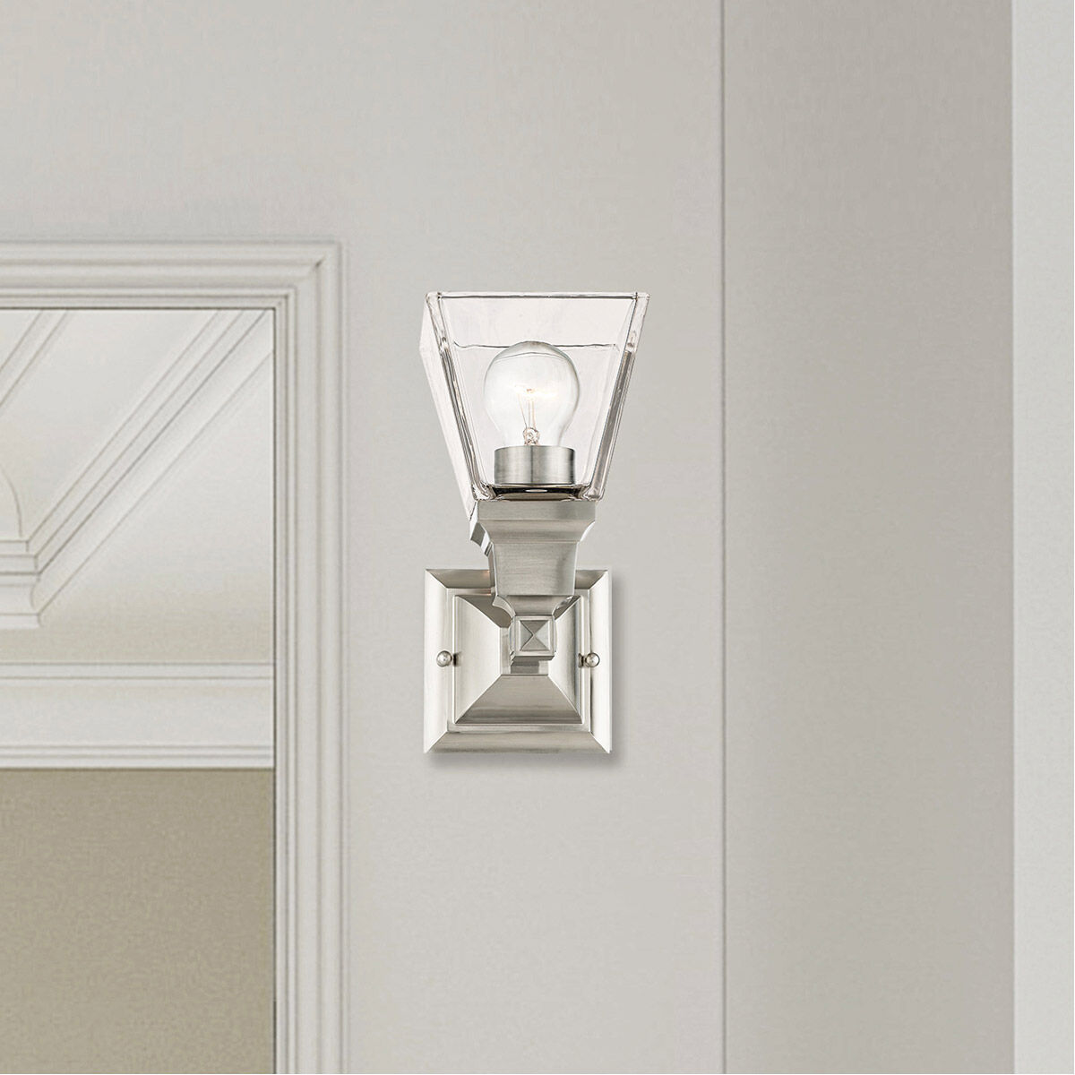 Mission 1 Light 5 inch Brushed Nickel Sconce Wall Light