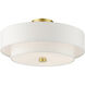 Meridian 4 Light 18 inch Satin Brass Semi Flush Ceiling Light 