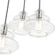 Everett 3 Light 20 inch Brushed Nickel with Chrome Finish Accents Pendant Chandelier Ceiling Light