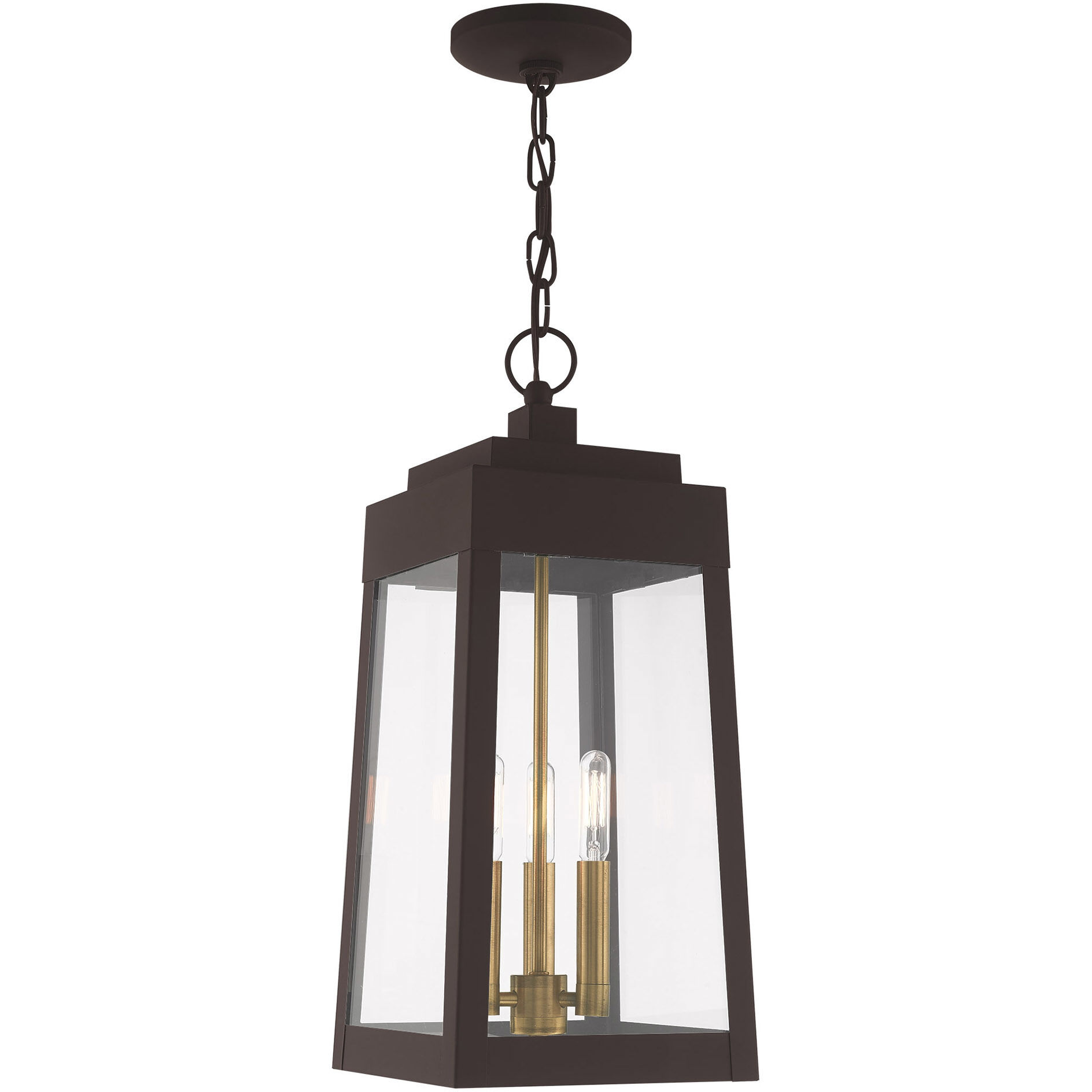Oslo 3 Light 8.25 inch Bronze Outdoor Pendant Lantern