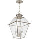 Westover 3 Light 12 inch Brushed Nickel Outdoor Pendant Lantern