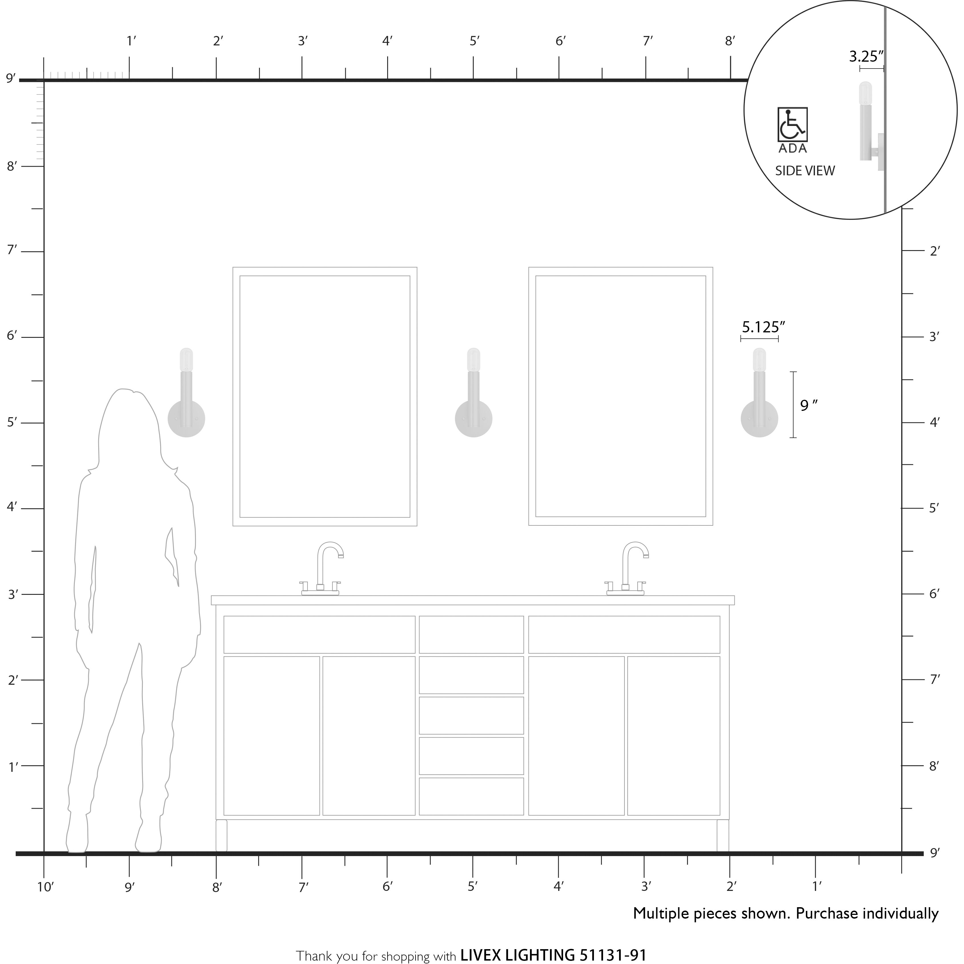 Copenhagen 1 Light 5.13 inch Brushed Nickel ADA Wall Sconce Wall Light, Single