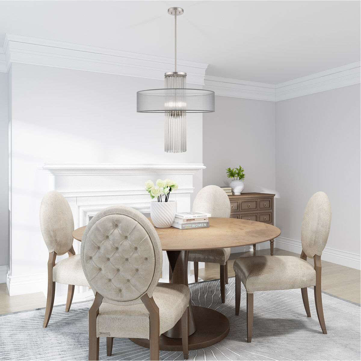 Alexis 4 Light 24 inch Brushed Nickel Pendant Chandelier Ceiling Light