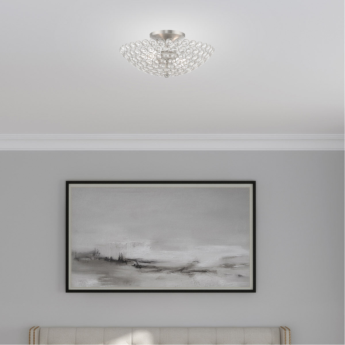 Cassandra 2 Light 13 inch Brushed Nickel Semi-Flush Mount Ceiling Light