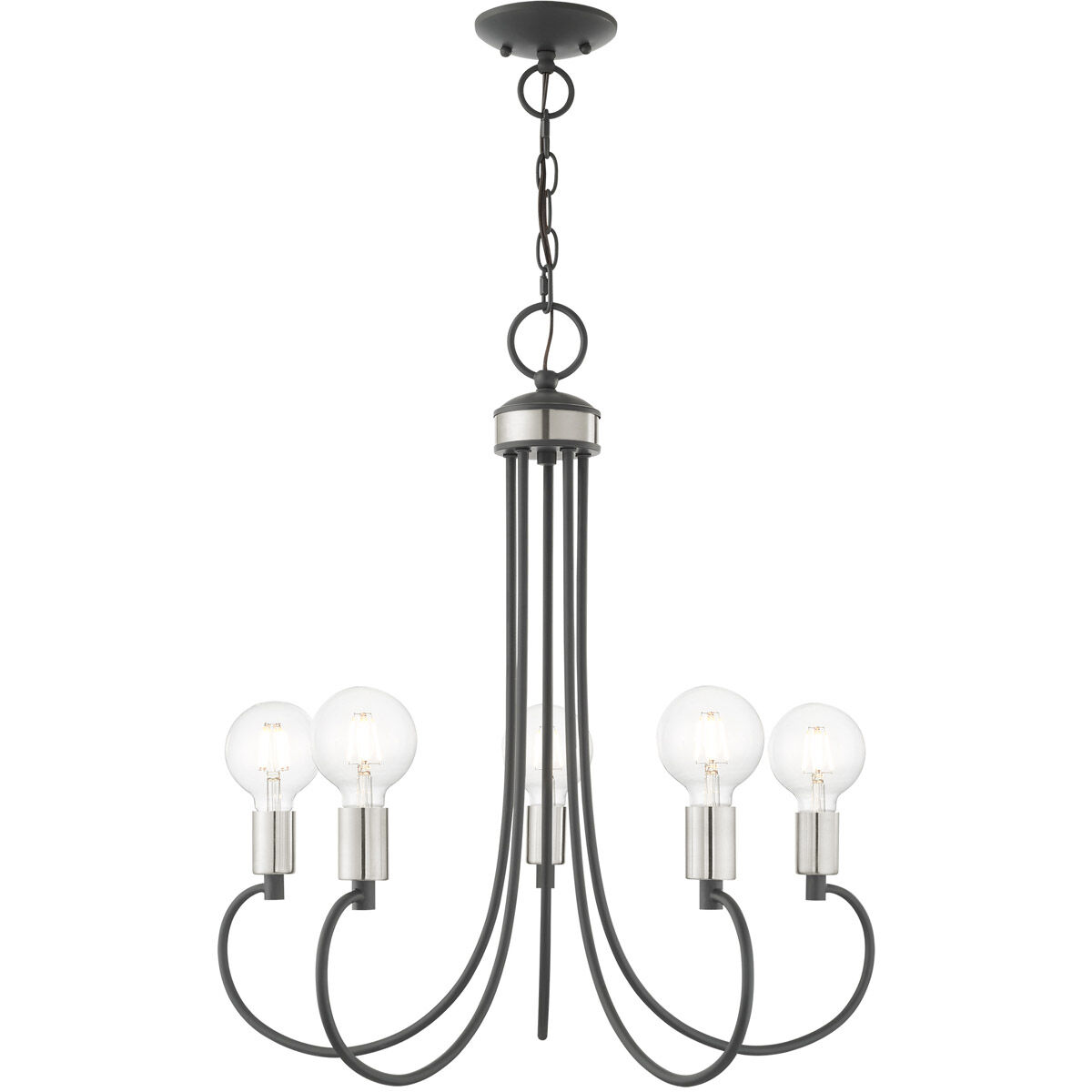 Bari 5 Light 25 inch Scandinavian Gray with Brushed Nickel Accents Chandelier Ceiling Light