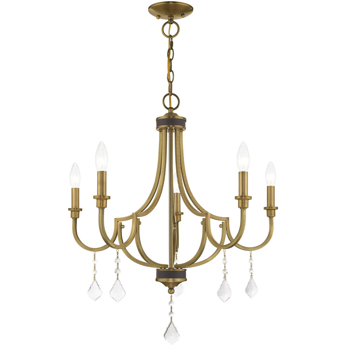 Glendale 5 Light 25 inch Antique Brass Chandelier Ceiling Light