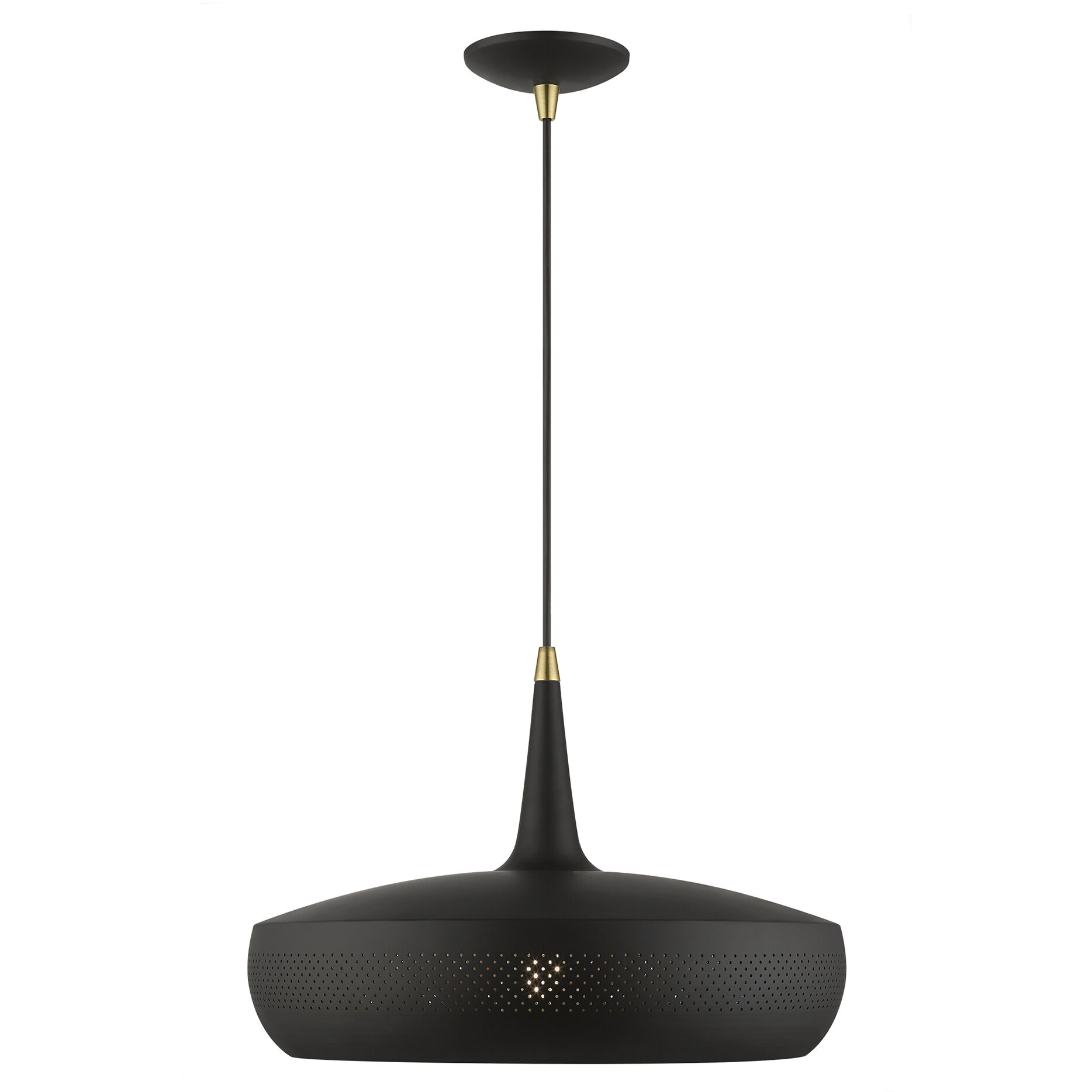 Banbury 1 Light 17 inch Black with Antique Brass Accents Pendant Ceiling Light