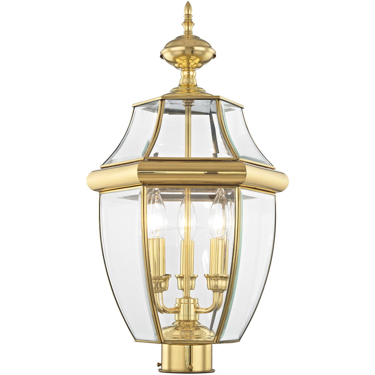 Monterey 3 Light 23.5 inch Polished Brass Outdoor Post Top Lantern