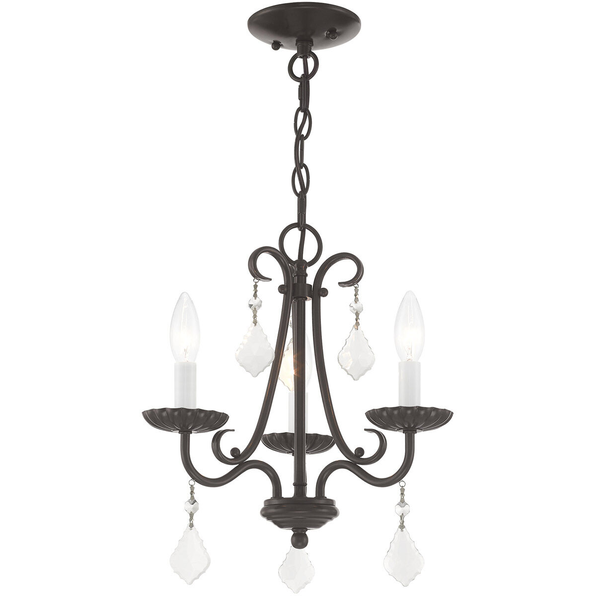 Daphne 3 Light 14 inch English Bronze Mini Chandelier Ceiling Light