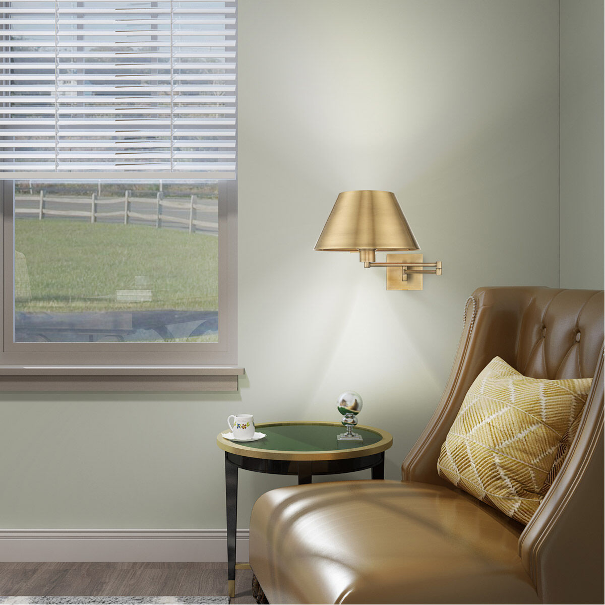 Allison 25 inch 100.00 watt Antique Brass Swing Arm Wall Lamp Wall Light