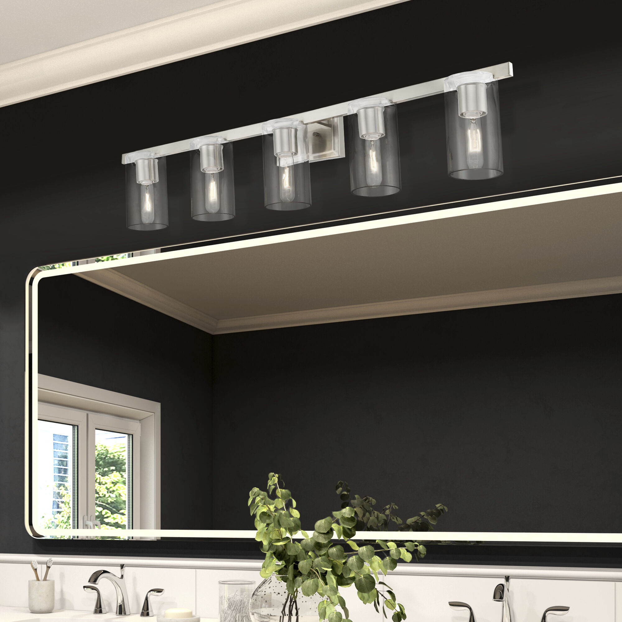 Clarion 5 Light 42 inch Brushed Nickel Vanity Sconce Wall Light