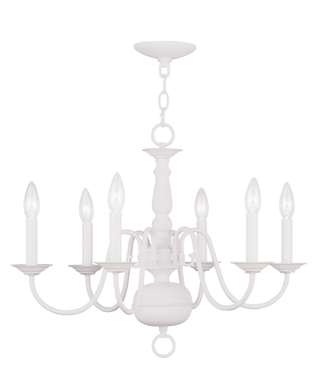 Williamsburgh 6 Light 24 inch White Chandelier Ceiling Light
