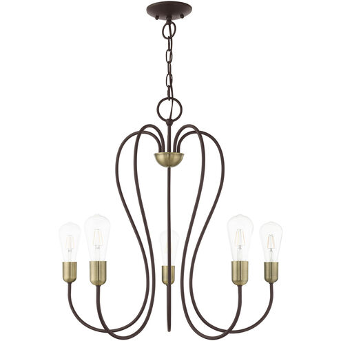 Lucerne 5 Light 24 inch Bronze with Antique Brass Accents Chandelier Ceiling Light