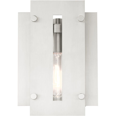 Utrecht 1 Light 10 inch Brushed Nickel Accents Outdoor Wall Lantern