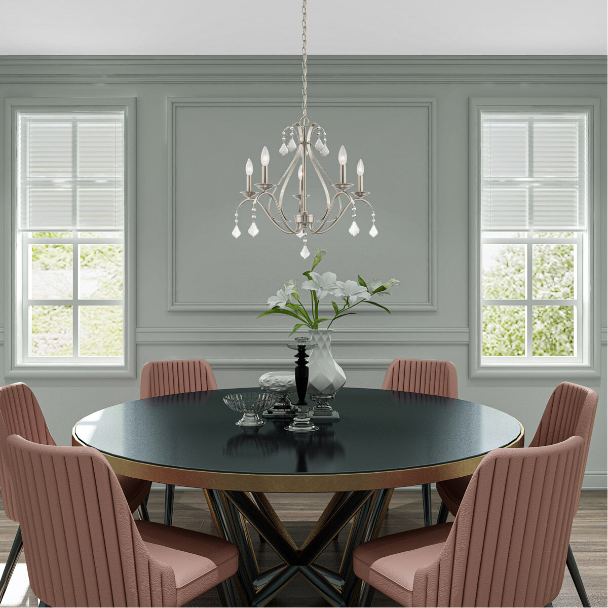 Caterina 5 Light 24 inch Brushed Nickel Chandelier Ceiling Light