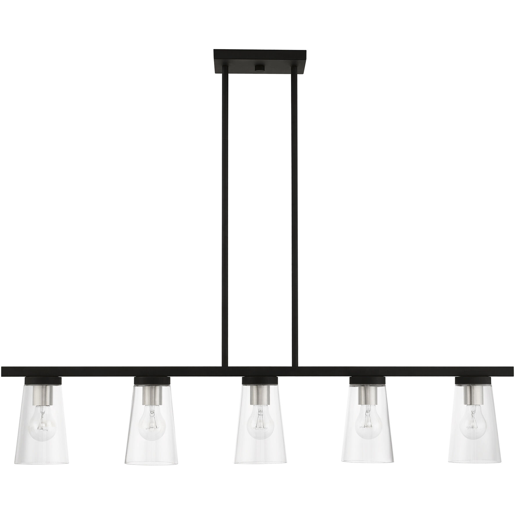 Cityview 5 Light 40 inch Black with Brushed Nickel Accents Linear Chandelier Ceiling Light
