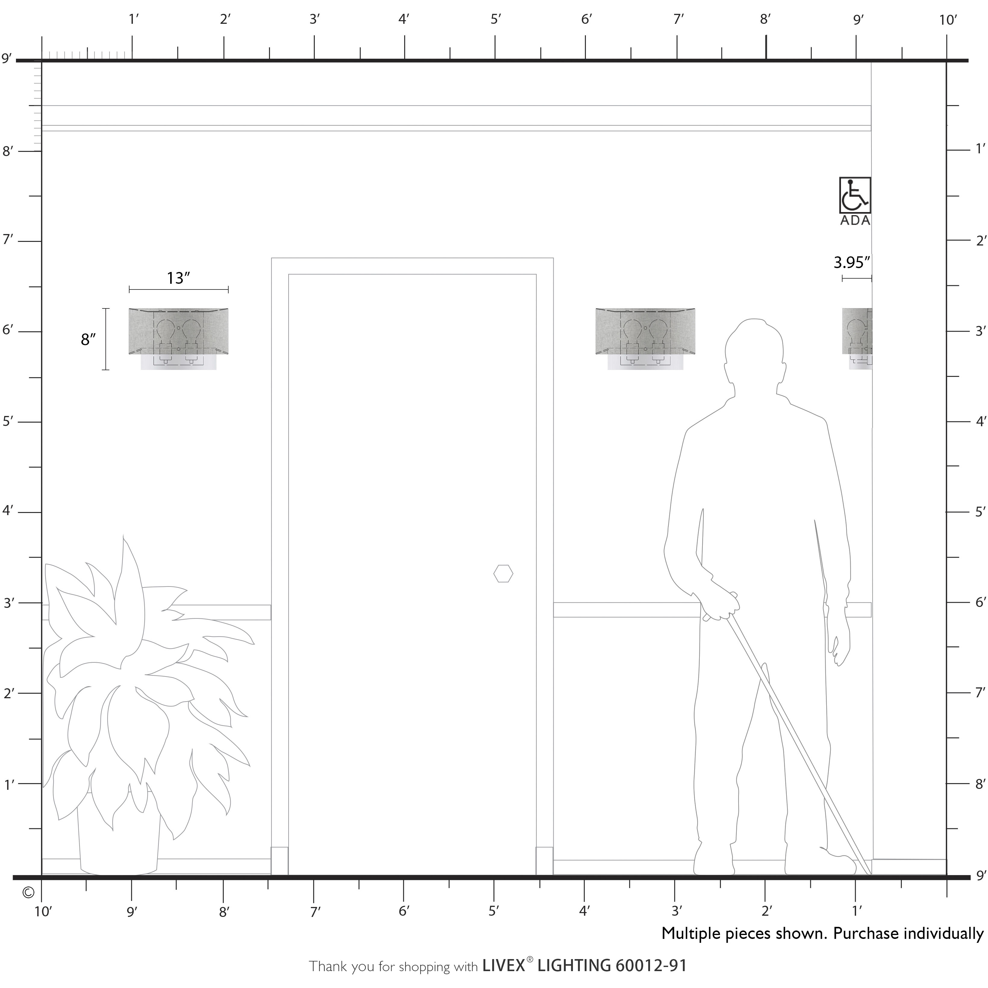 Brookmeade 2 Light 13 inch Brushed Nickel ADA Wall Sconce Wall Light
