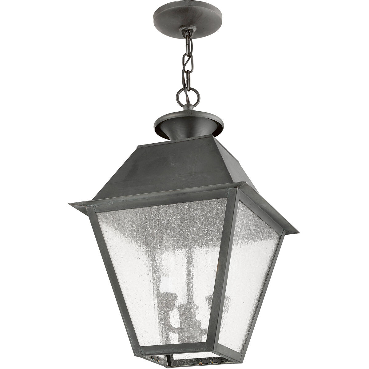 Mansfield 3 Light 12 inch Charcoal Outdoor Pendant Lantern