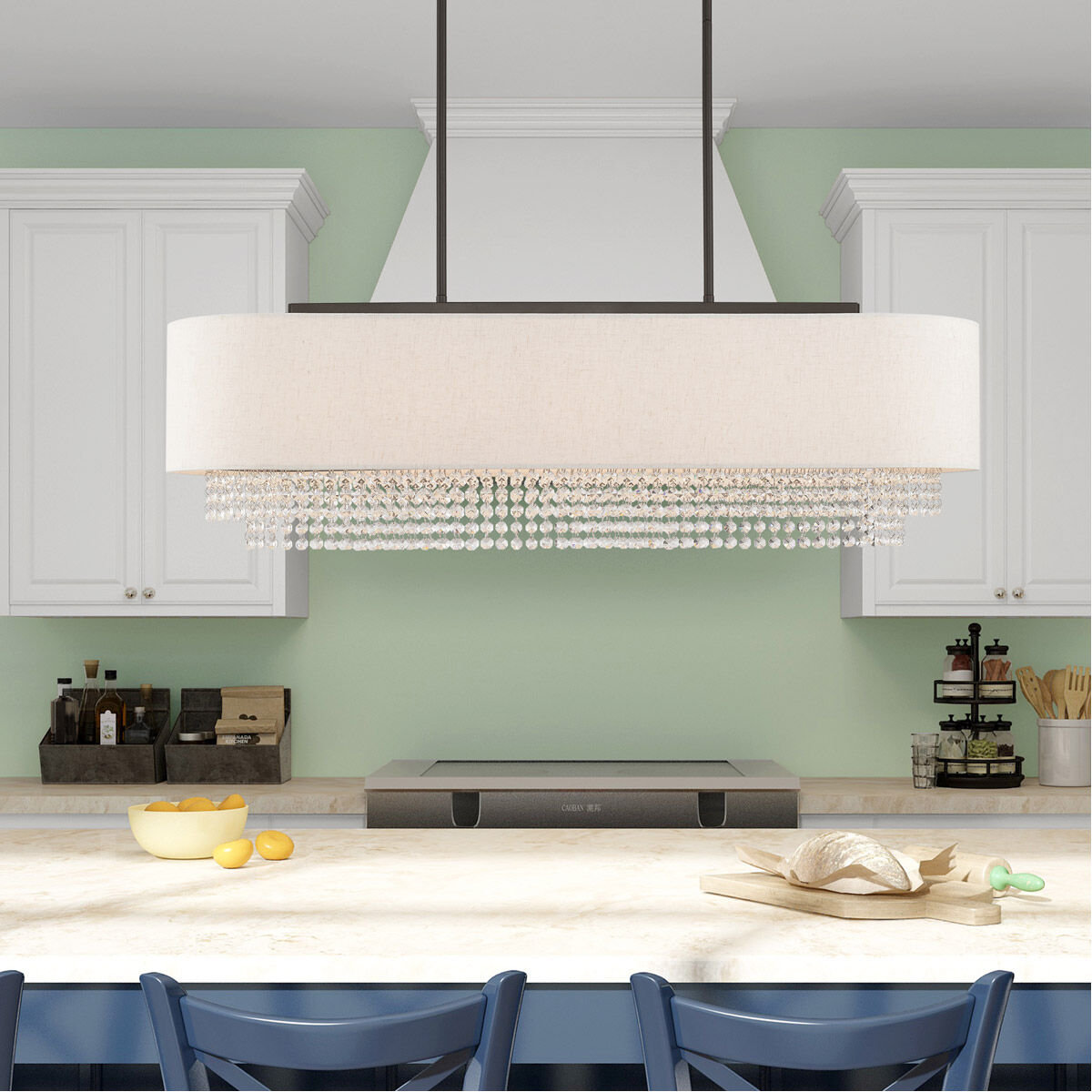 Carlisle 5 Light 41 inch English Bronze Linear Chandelier Ceiling Light