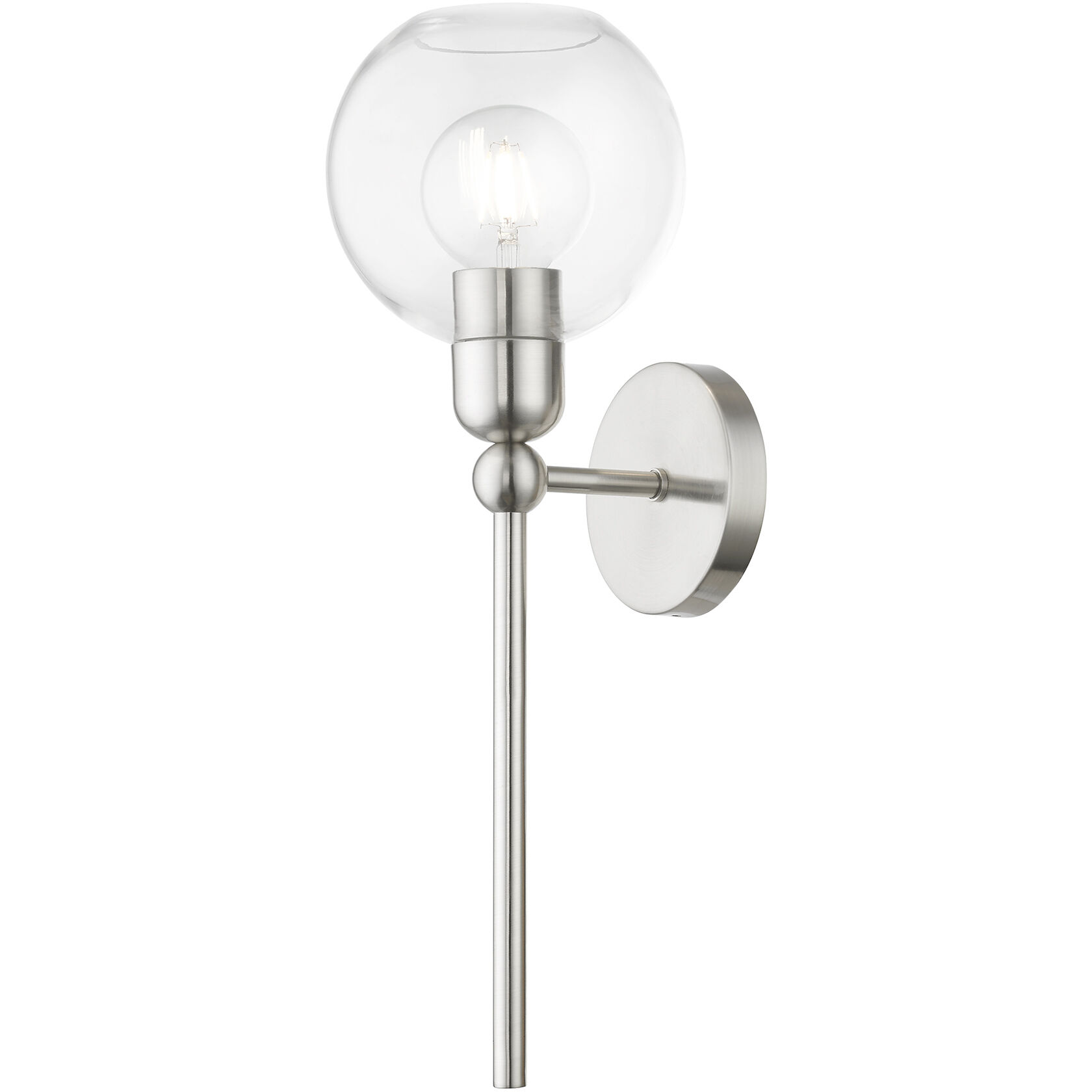 Downtown 1 Light 7 inch Brushed Nickel Single Sconce Wall Light, Sphere