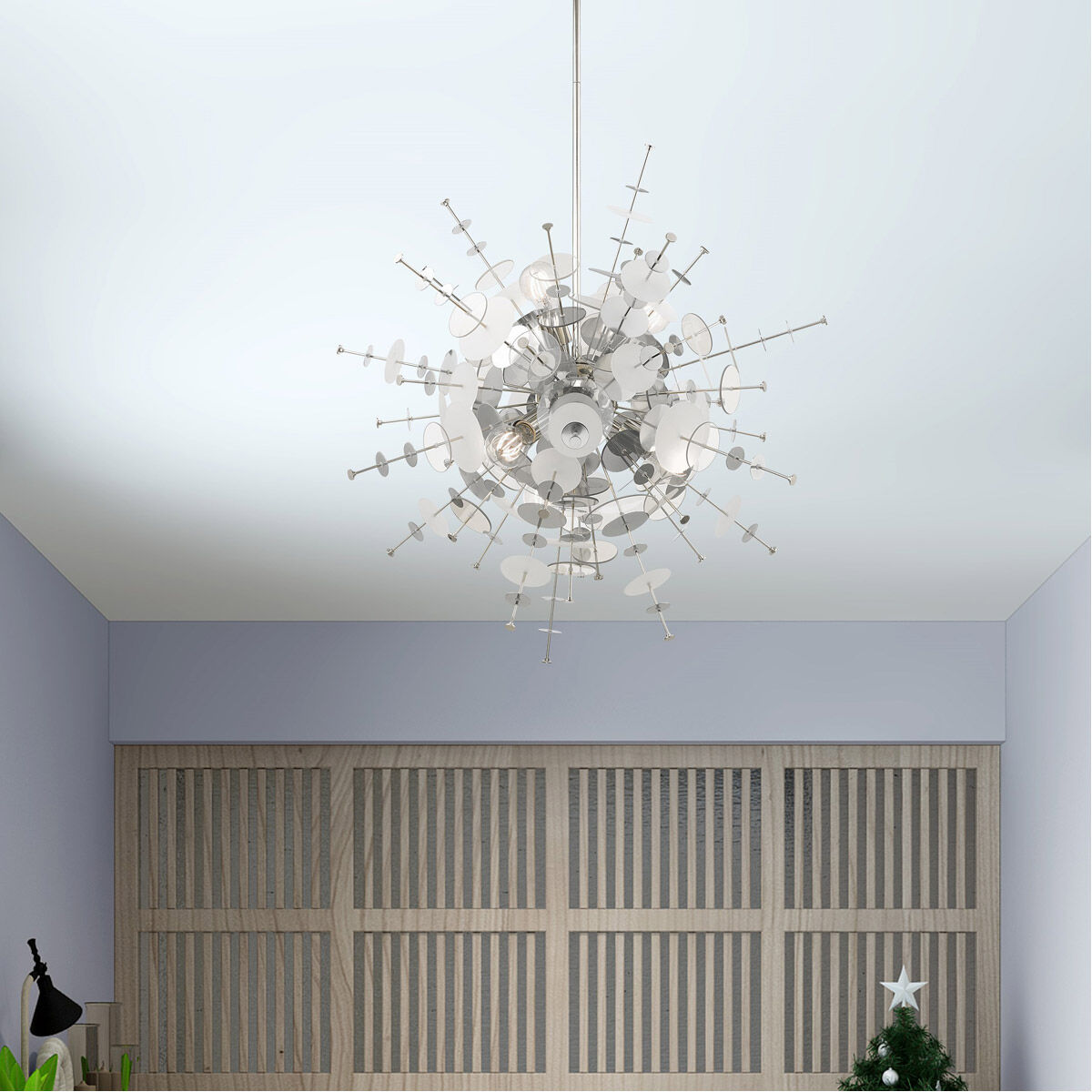 Circulo 6 Light 30 inch Polished Chrome Pendant Chandelier Ceiling Light