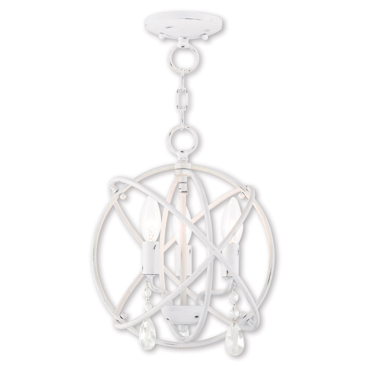 Aria 3 Light 12 inch Antique White Convertible Mini Chandelier/Ceiling Mount Ceiling Light