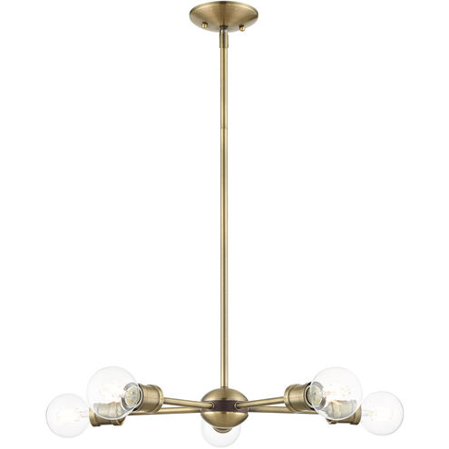 Lansdale 5 Light 19 inch Antique Brass with Bronze Accents Chandelier Ceiling Light