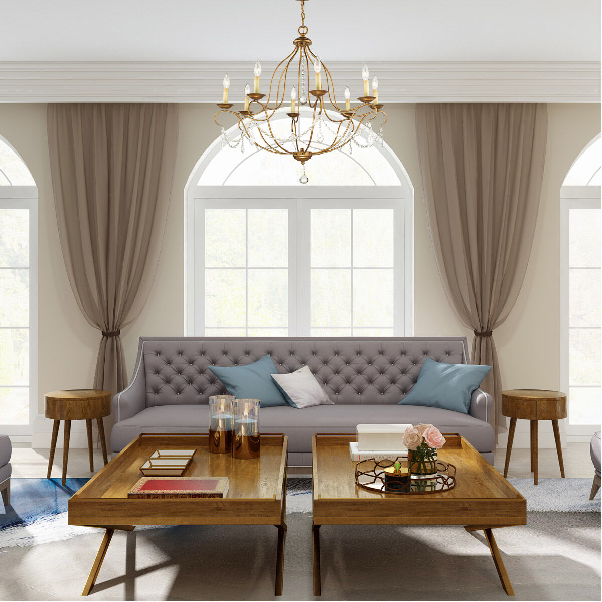 Chesterfield 8 Light 32 inch Antique Gold Leaf Chandelier Ceiling Light