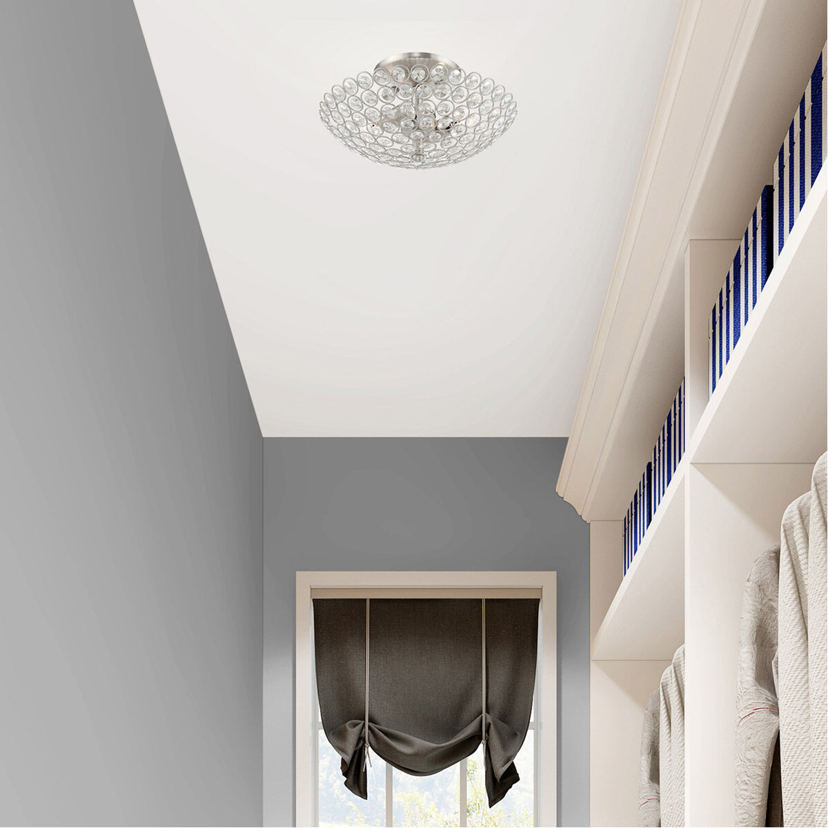 Cassandra 2 Light 13 inch Brushed Nickel Semi-Flush Mount Ceiling Light