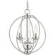 Arabella 3 Light 12 inch Brushed Nickel Convertible Mini Chandelier/ Semi-Flush Ceiling Light, Globe