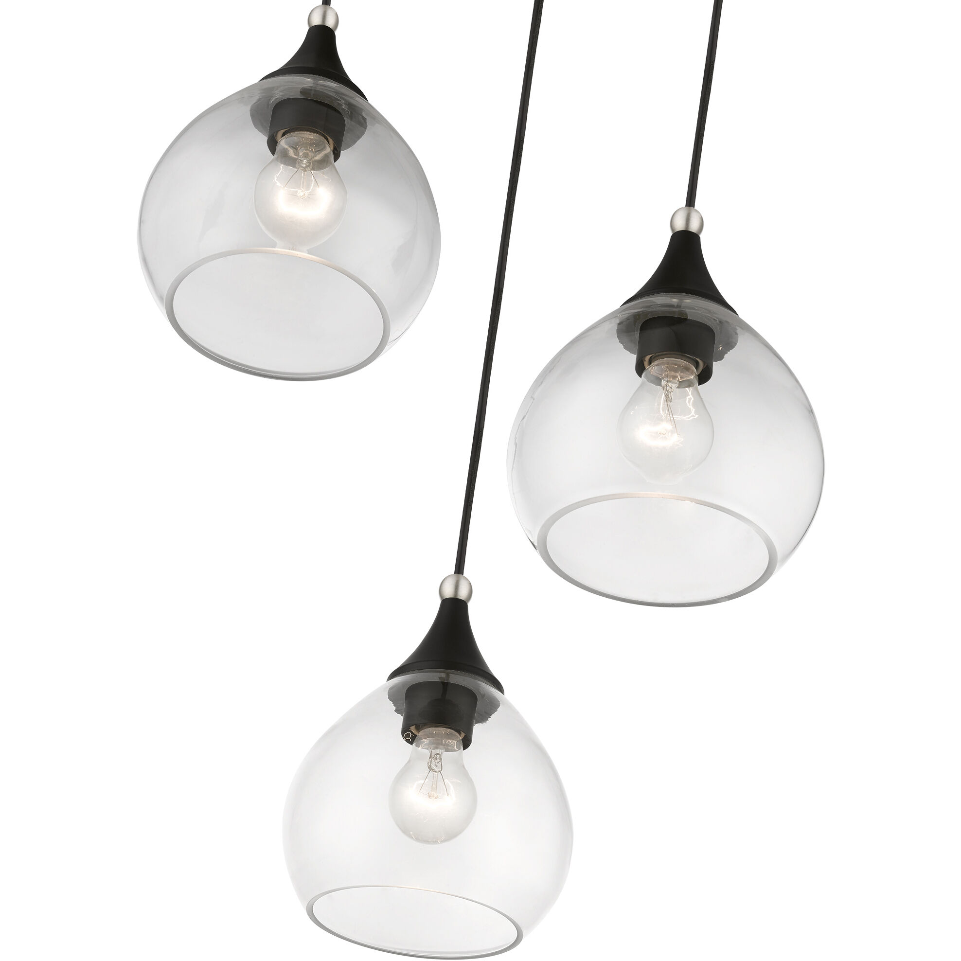Catania 3 Light 18 inch Black with Brushed Nickel Accents Multi Pendant Ceiling Light