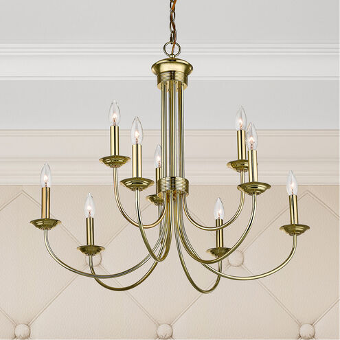 Livex 42687-02 Estate 9 Light 30 inch Polished Brass Chandelier Ceiling  Light