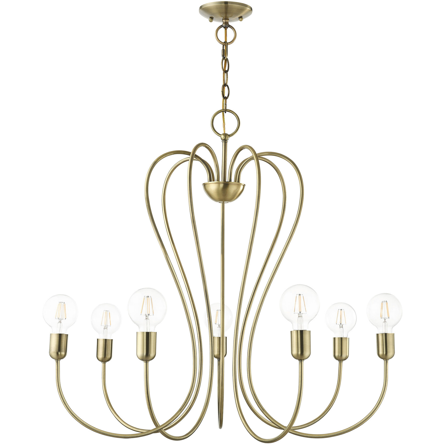 Lucerne 7 Light 30 inch Antique Brass Chandelier Ceiling Light