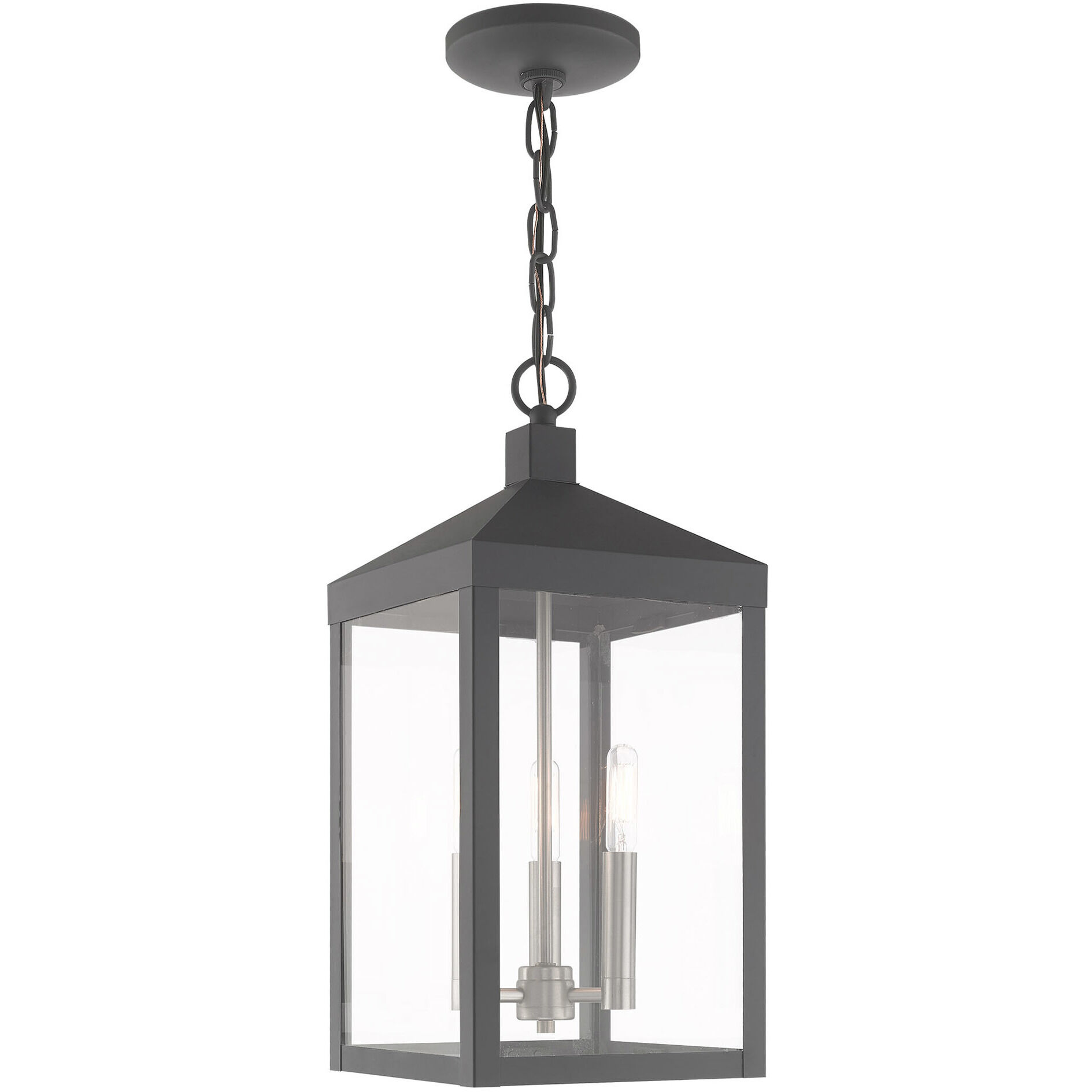 Nyack 3 Light 8.25 inch Scandinavian Gray Outdoor Pendant Lantern