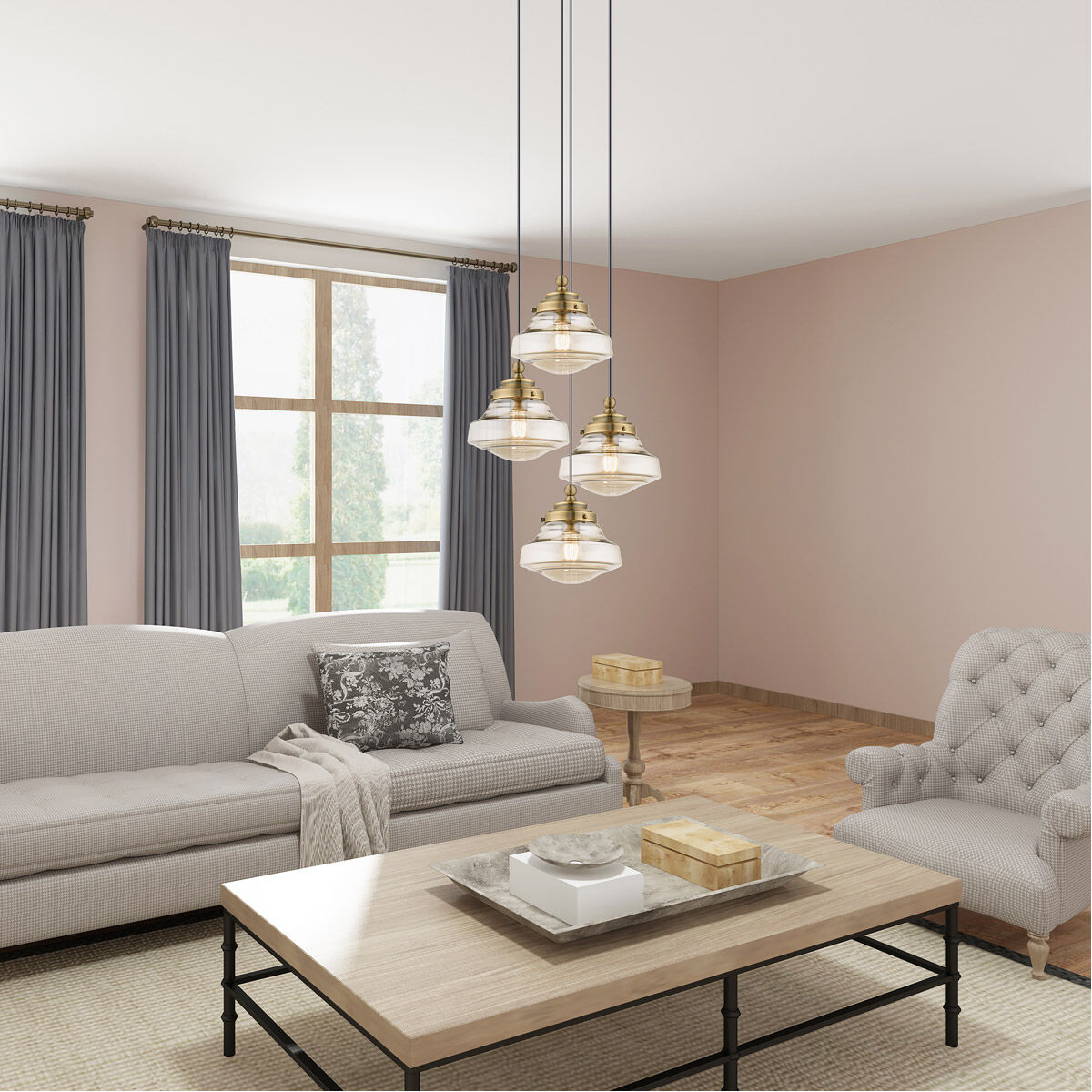 Art Glass 1 Light 9 inch Antique Brass Mini Pendant Ceiling Light