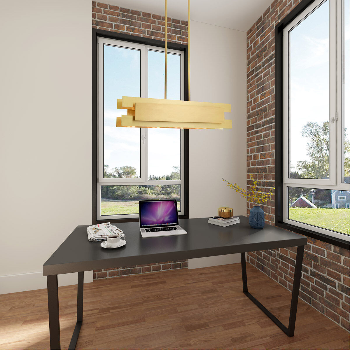 Varick 4 Light 36 inch Satin Brass Linear Chandelier Ceiling Light