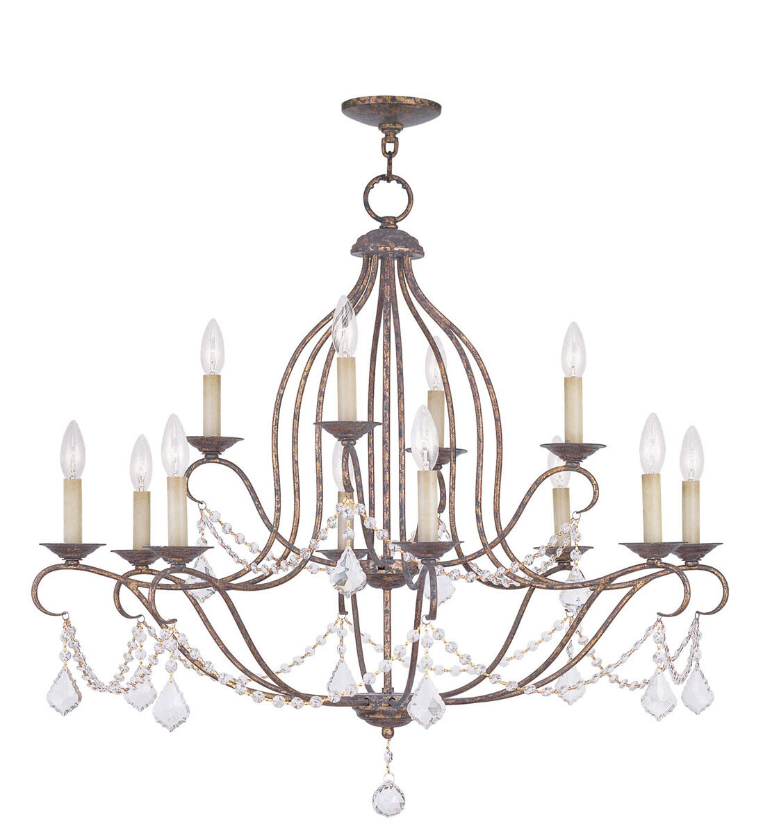 Chesterfield 12 Light 34 inch Hand Applied Venetian Golden Bronze Chandelier Ceiling Light