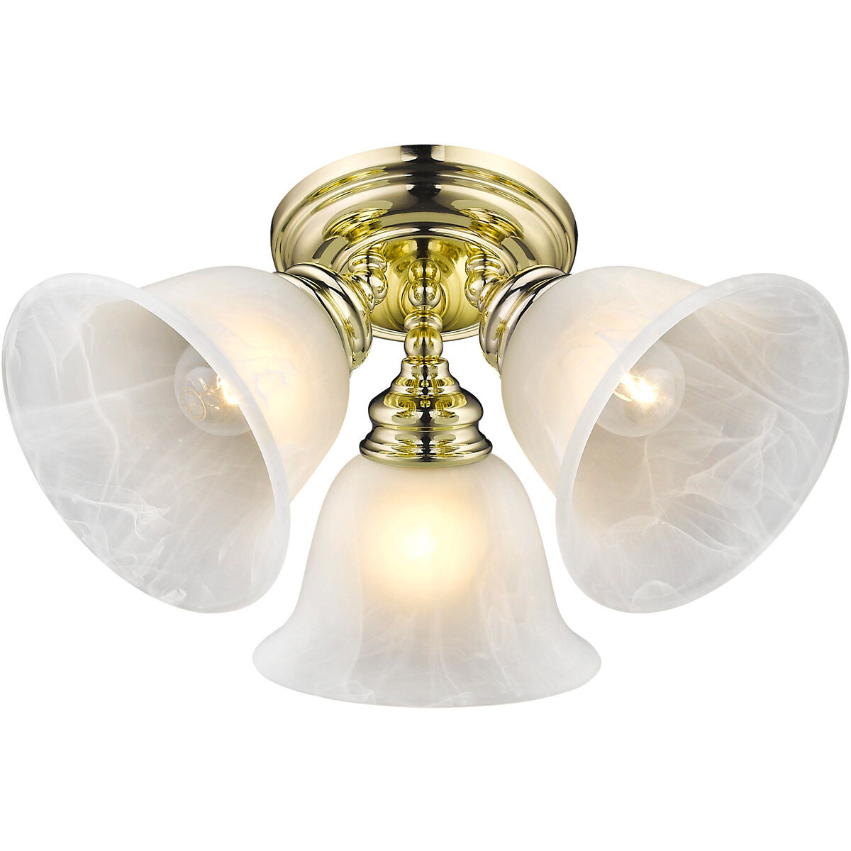 Essex 3 Light 15 inch Polished Brass Semi-Flush Mount Ceiling Light