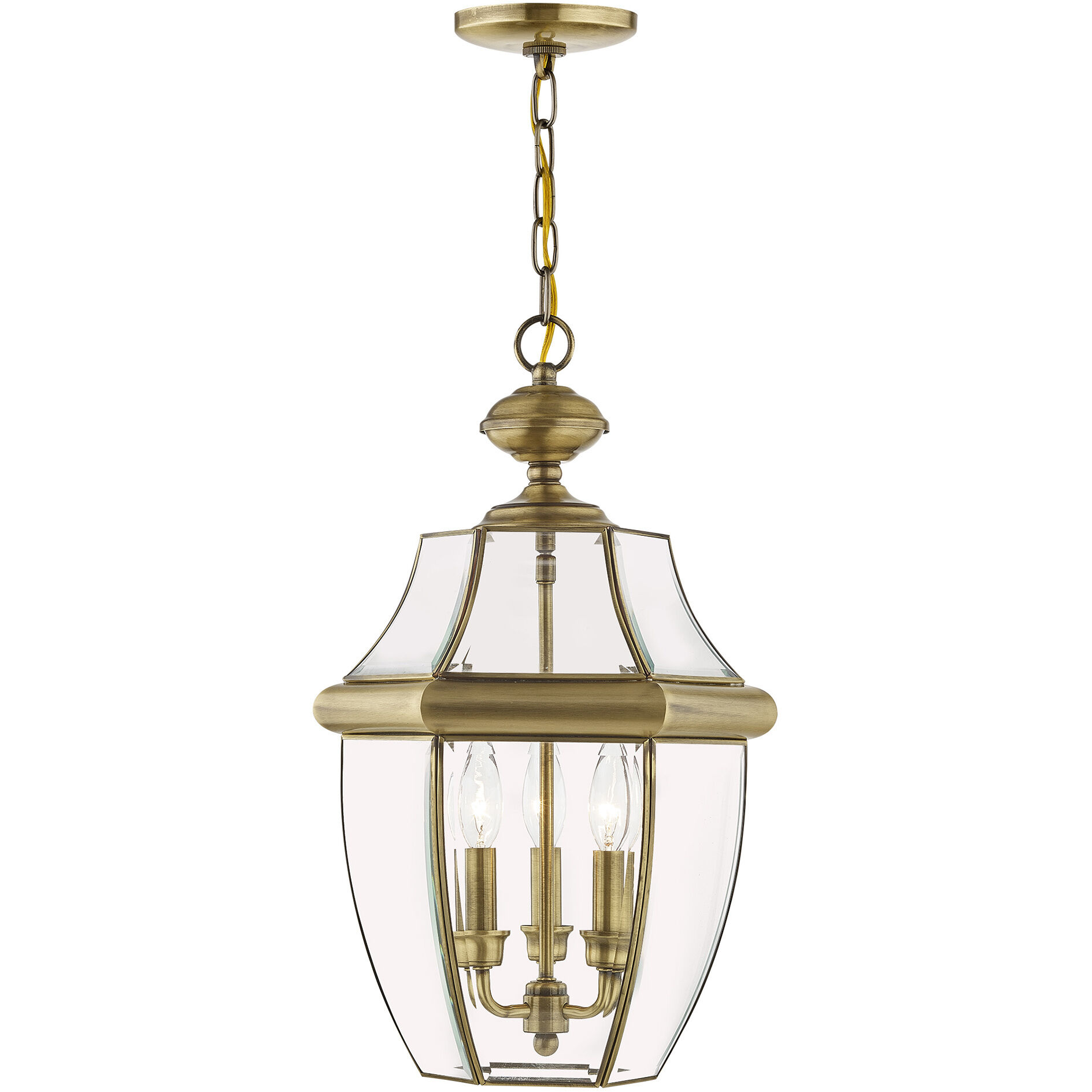 Monterey 3 Light 13 inch Antique Brass Outdoor Pendant Lantern
