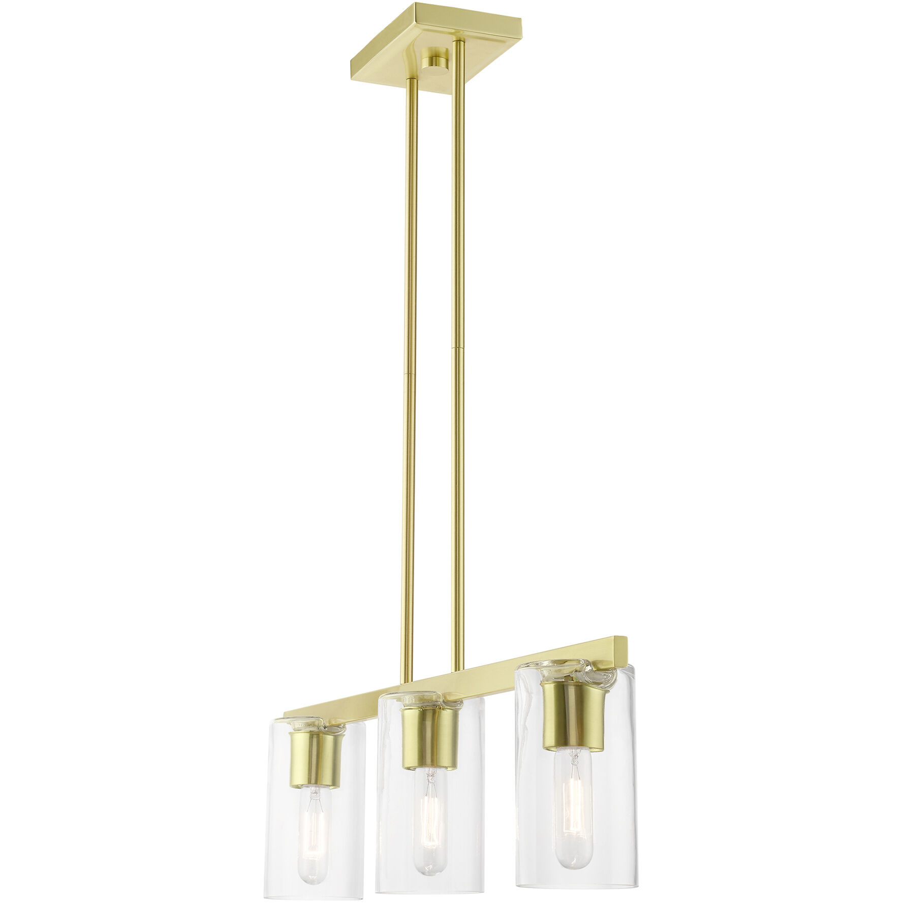 Clarion 3 Light 30 inch Satin Brass Linear Chandelier Ceiling Light