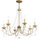 Pennington 6 Light 28 inch Antique Gold Leaf Chandelier Ceiling Light